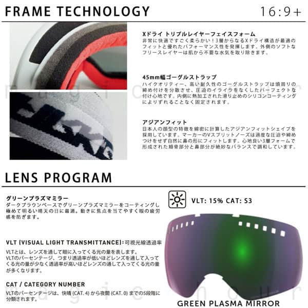 スキーゴーグル スノーボード ゴーグル メンズ レディース ミラー MARKER マーカー 16:9+ スペアレンズ セット アジアンフィット くもり止め ダブルレンズ 球面 MK-169PLUS-WHITE-164459-02-04-2  5