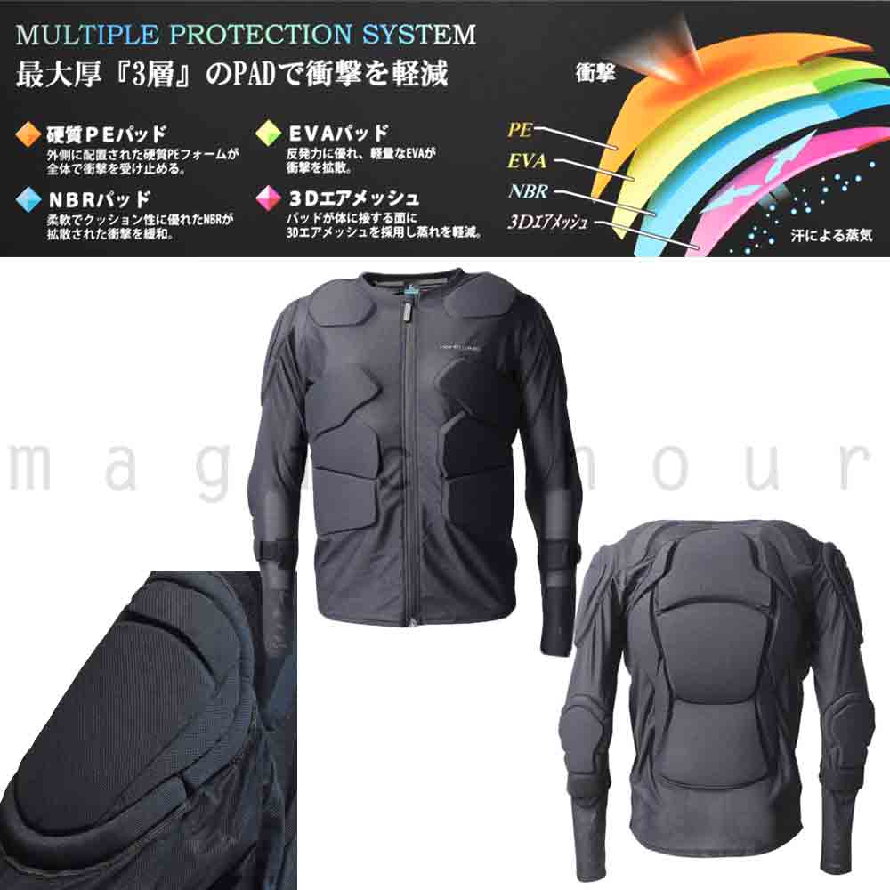 スノーボード プロテクター メンズ レディース ボディー プロテクター ジャケット northpeak 大人用 長袖 速乾 衝撃吸収 インナー ウェア スポーツ レイヤー MNP-1195-BK-L north peak(ノースピーク) 3