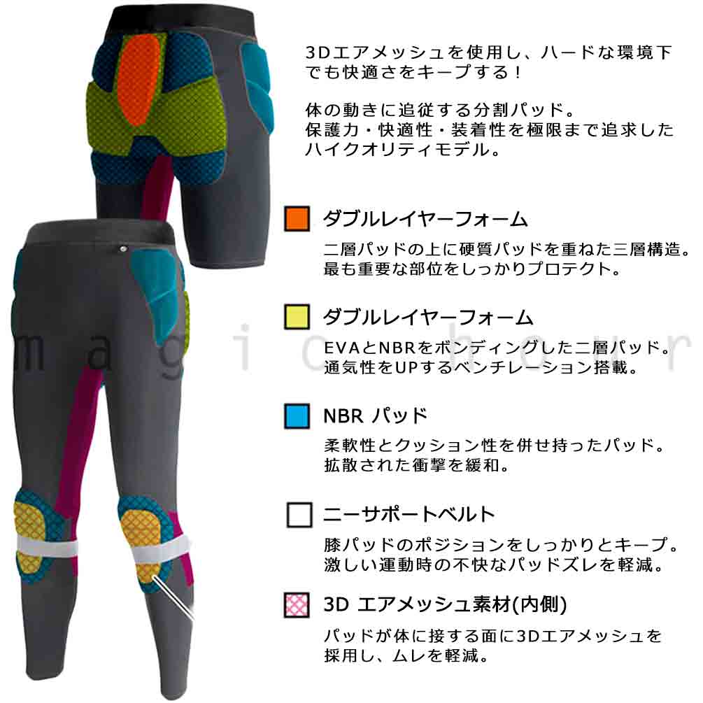 スノーボード プロテクター ヒップ パッド ロング メンズ レディース northpeak 下半身 スノボ インナーパンツ けつパッド スポーツ ウェア レイヤー 吸汗速乾 MNP-1198-BK-L north peak(ノースピーク) 1