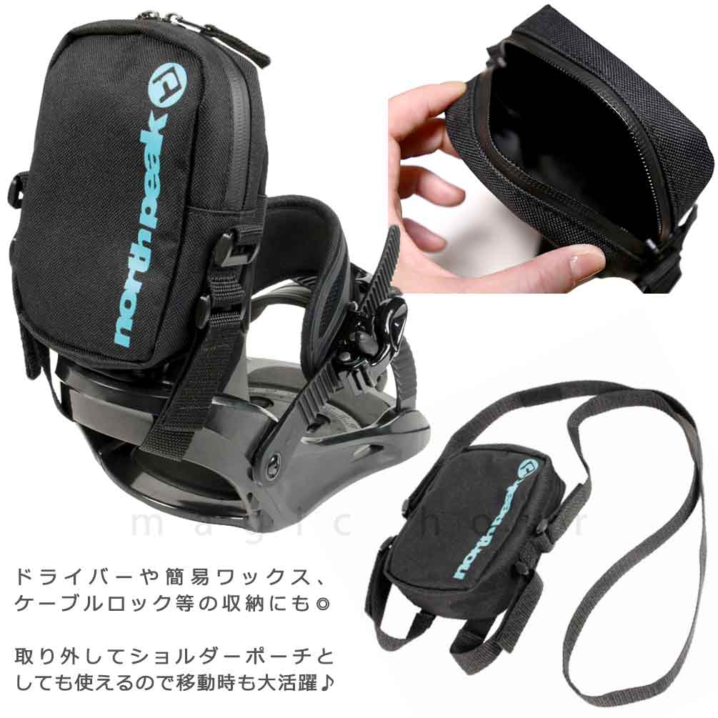 スノーボード ビンディング ハイバック ポーチ ショルダー バッグ スノボ アクセサリー 工具 ワックス 収納 north peak ノースピーク お洒落 黒 ブラック MNP-5381-HBPOUCH-TU-F north peak(ノースピーク) 2