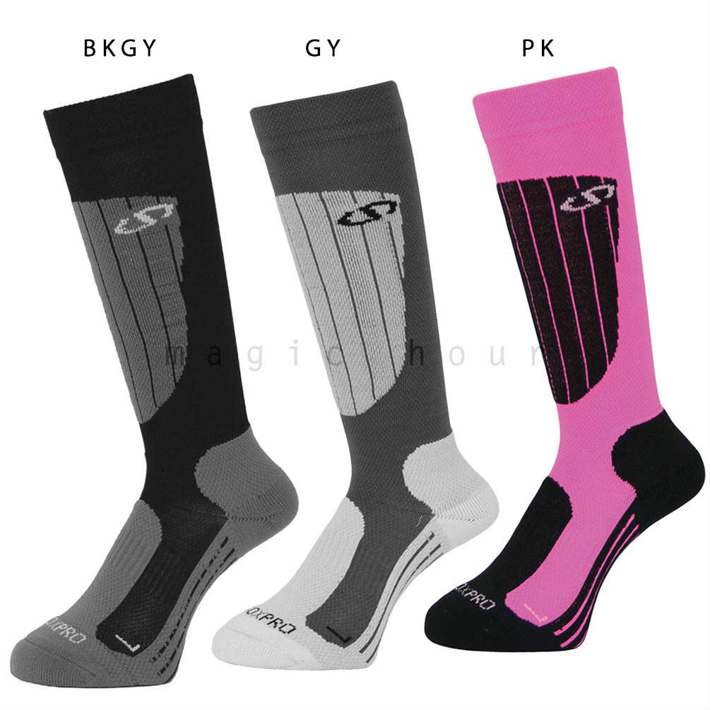 スキー スノーボード ソックス 靴下 メンズ レディース 高機能 スポーツソックス S-SOXPRO エスソックスプロ 吸汗 速乾 高吸放湿性 ナイロン 防寒 保温 段階着圧 MSP-1400-BKGY-23-25 S-SOXPRO(エスソックスプロ) 3