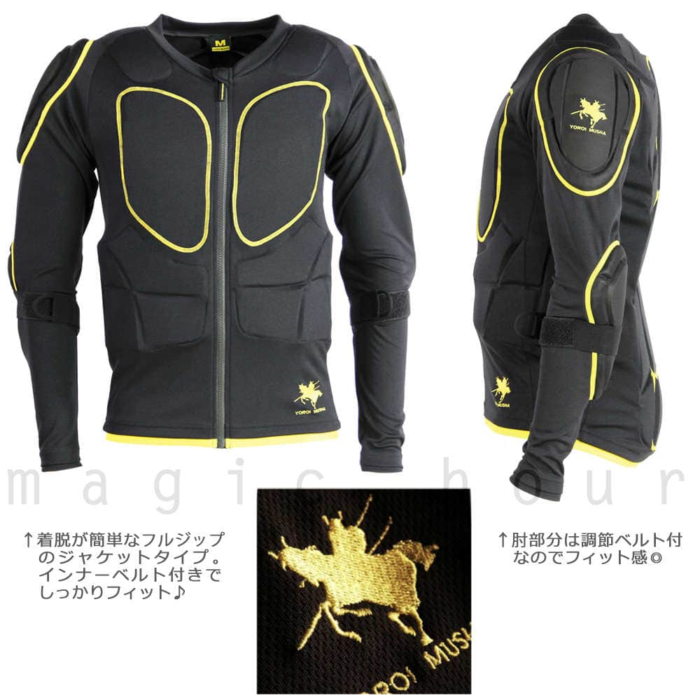スノーボード プロテクター 鎧武者 YOROI MUSHA メンズ レディース ボディープロテクター ジャケット 上半身 大人用 長袖 スポーツ ウェア 3レイヤー 速乾 黒 MYM-1740-BK-L 鎧武者 4