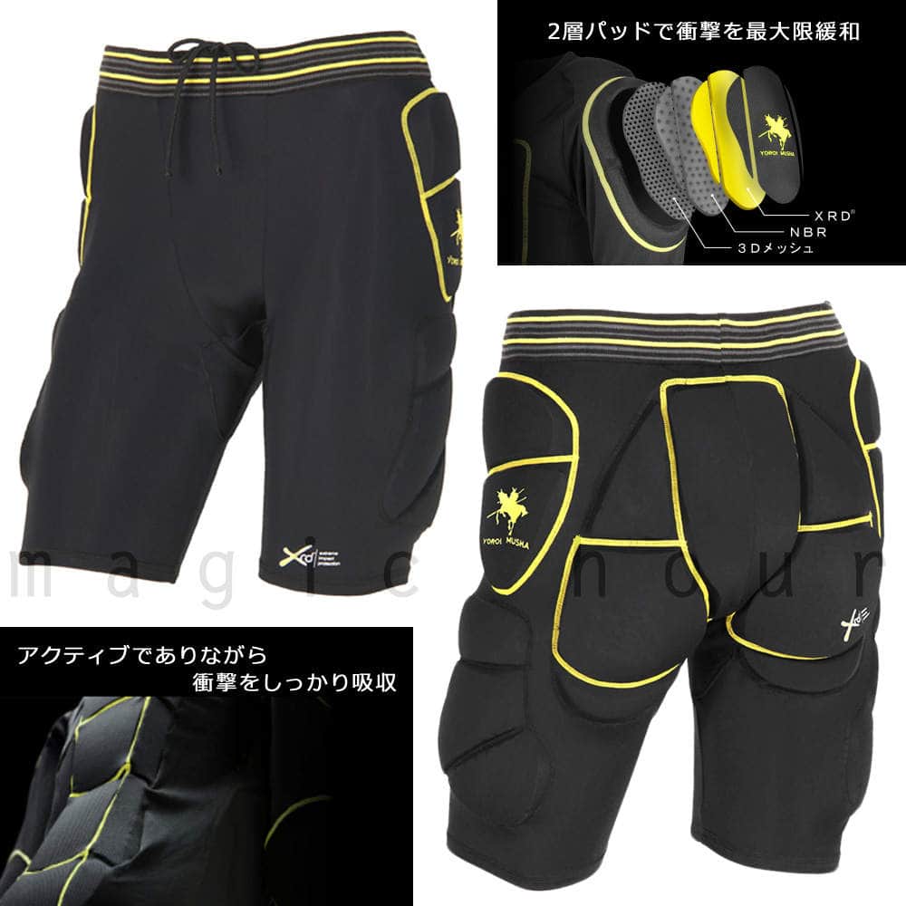 スノーボード ヒップ プロテクター 鎧武者 YOROI MUSHA メンズ レディース スノボ ケツパッド けつパッド インナー パンツ スポーツ ウェア 3レイヤー 速乾 黒 MYM-1741-BK-L 鎧武者 3