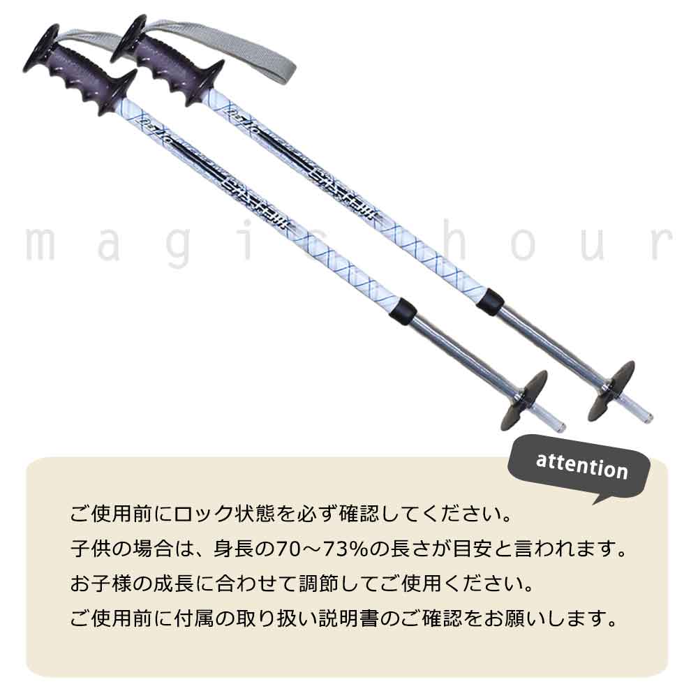 ジュニア スキー ポール ストック こども 伸縮 ペアポール キッズ 子供用 2本 1セット 80cm 〜 110cm ブルー ピンク ボーイズ ガールズ naito CASTOM ナイト 白 NAITO-CASTOM-WHT-F naito 3