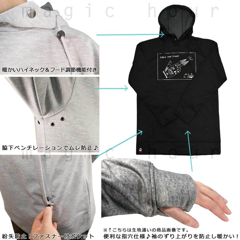 スノーボード パーカー スノボー トールパーカー 撥水 ロング丈 防風 ウェア ジャケット メンズ レディース フード付 SHOWTIME ブランド ショウタイム MILK PO17-004-BLK-L SHOWTIME COLLECTIVE(ショウタイム コレクティブ) 1