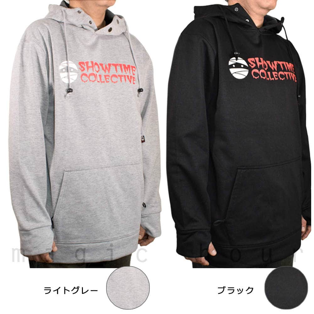 スノーボード パーカー スノボー トールパーカー 撥水 ロング丈 防風 ウェア ジャケット メンズ レディース フード付 SHOWTIME ブランド ショウタイム BAR LOGO PO19-002-BLK-L SHOWTIME COLLECTIVE(ショウタイム コレクティブ) 4