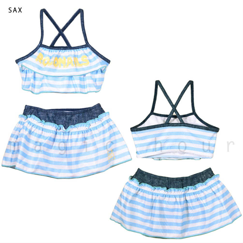 水着 キッズ 子供 女の子 ガールズ スイムウェア タンキニ 2点 セット マリンボーダー 柄 女子 かわいい お洒落 女児 100cm 110cm 120cm 130cm ブルー ネイビー RCN-320303-GIRLSW-NAVY-100 ROCO NAILS 4