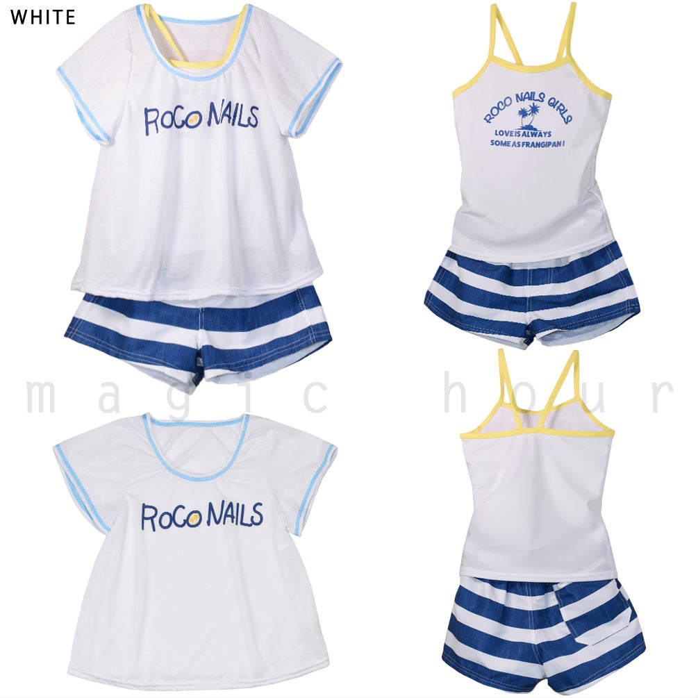 水着 子供 女の子 ガールズ スイムウェア タンキニ ショートパンツ T付き 4点 セット ジュニア 子ども 女子 お洒落 ボーダー かわいい 130cm 140cm 150cm 160cm RCN-378353-GIRLSW-NAVY-130 ROCO NAILS 3