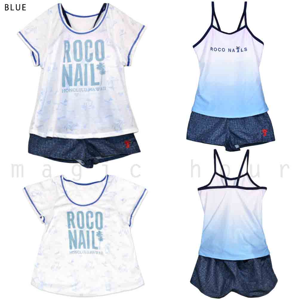水着 子供 女の子 ガールズ スイムウェア タンキニ ショートパンツ T付き 4点 セット ジュニア 子ども 女子 お洒落 グラデ かわいい 130cm 140cm 150cm 160cm RN-382352-22GIRLSW-BLUE-130 ROCO NAILS 4