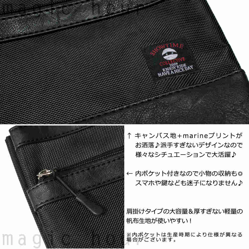 サコッシュ ショルダー 斜めがけ バッグ メンズ レディース 大きめ 黒 スノボー ブランド ショウタイム 自転車 バイク カメラ アウトドア お洒落 ミニ バック SACOSHE-1901-BLK-F SHOWTIME COLLECTIVE(ショウタイム コレクティブ) 1