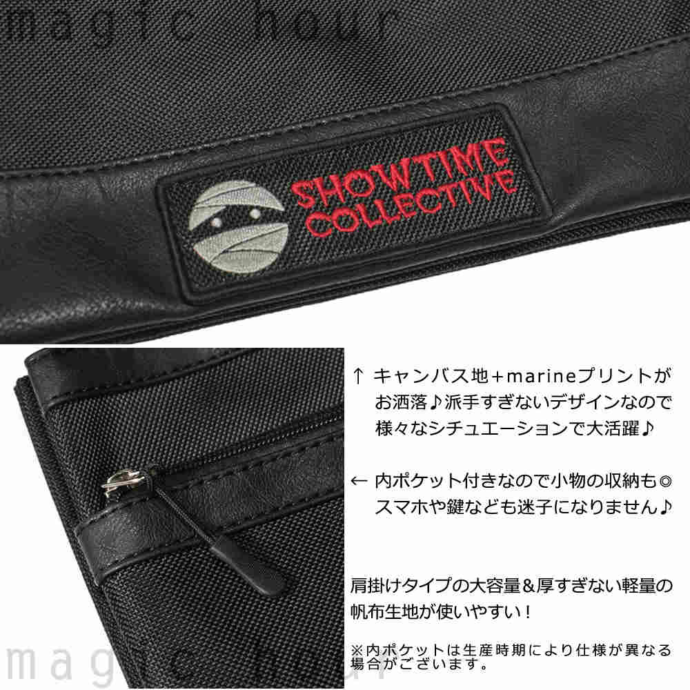 サコッシュ ショルダー 斜めがけ バッグ メンズ レディース 大きめ 黒 スノボー ブランド ショウタイム 自転車 バイク カメラ アウトドア お洒落 ミニ バック SACOSHE-1902-BLK-F SHOWTIME COLLECTIVE(ショウタイム コレクティブ) 1