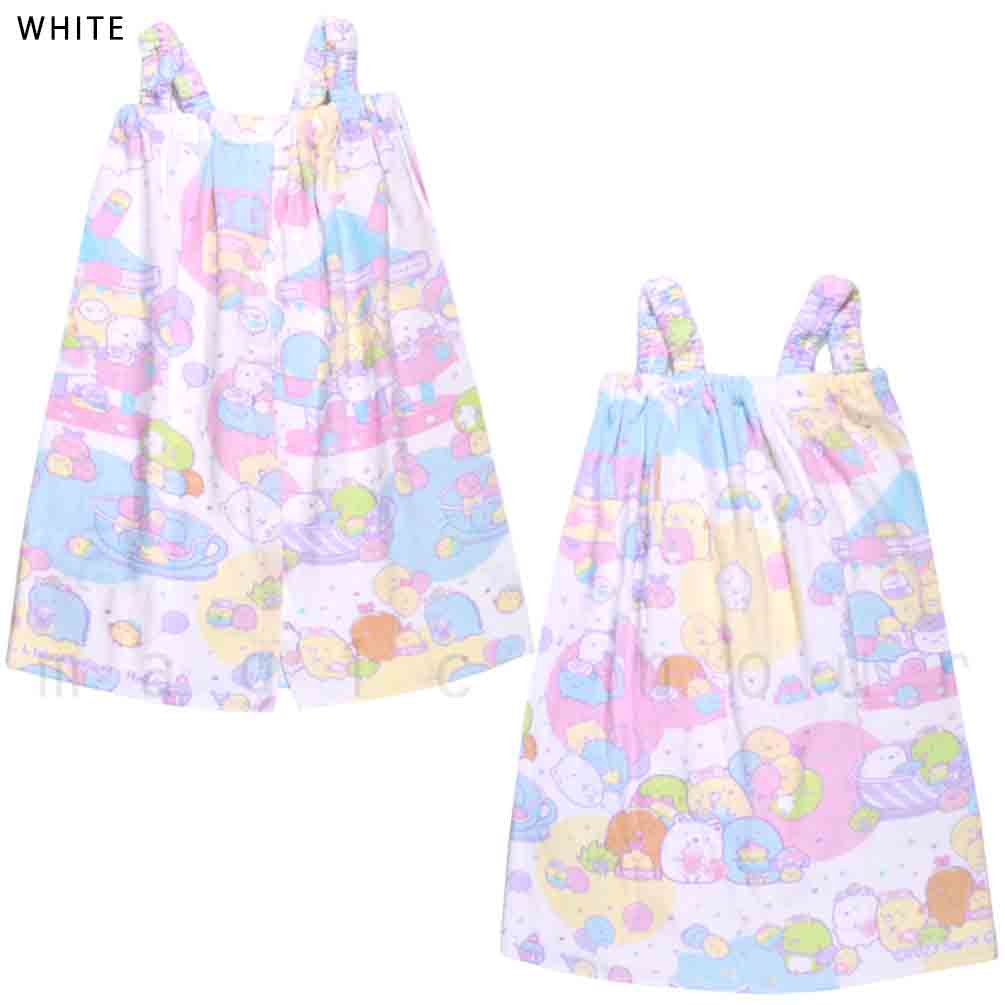 プール タオル ラップタオル 70cm 子供 ワンピ 巻きタオル すみっコぐらし キッズ お着換えタオル 肩紐付き 女の子 水泳 子ども スイミング かわいい ピンク 白 SUMIKKO-213824-TW-WHITE-70 すみっコぐらし 4