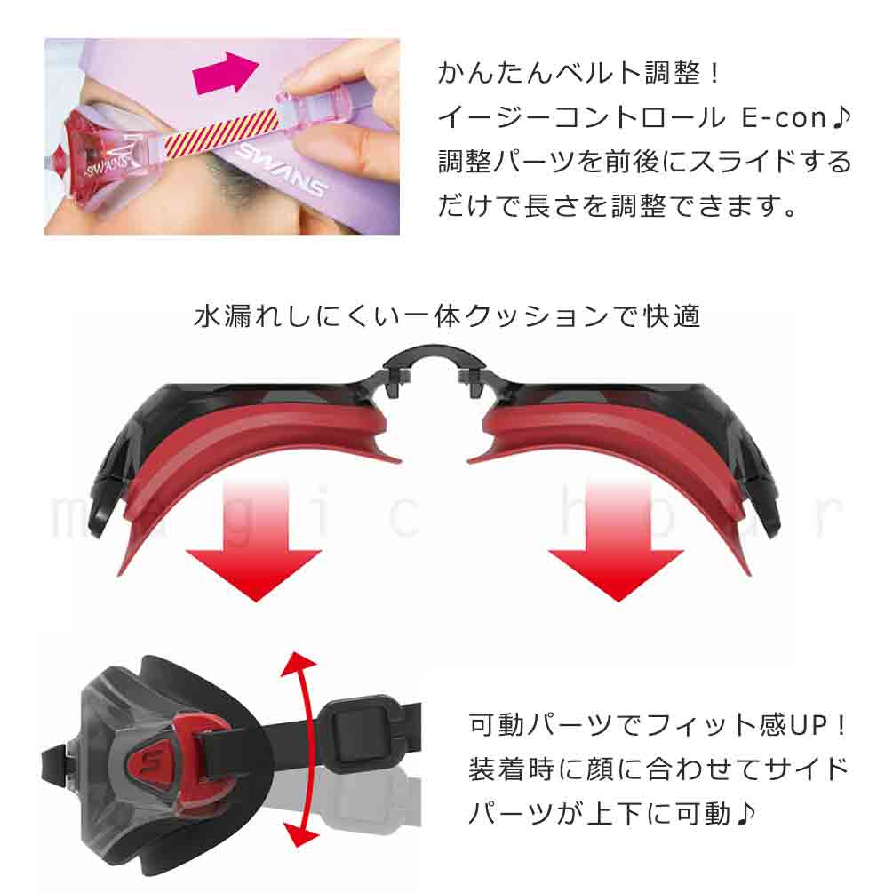 スイミング ゴーグル 度付き スイムゴーグル 専用パーツ セット くもり止め 水泳 大人 メンズ レディース 競泳 プール SWANS スワンズ フィットネス ブラック 黒 SW-FCL-45PAF-SMST-250-BK SWANS(スワンズ) 1