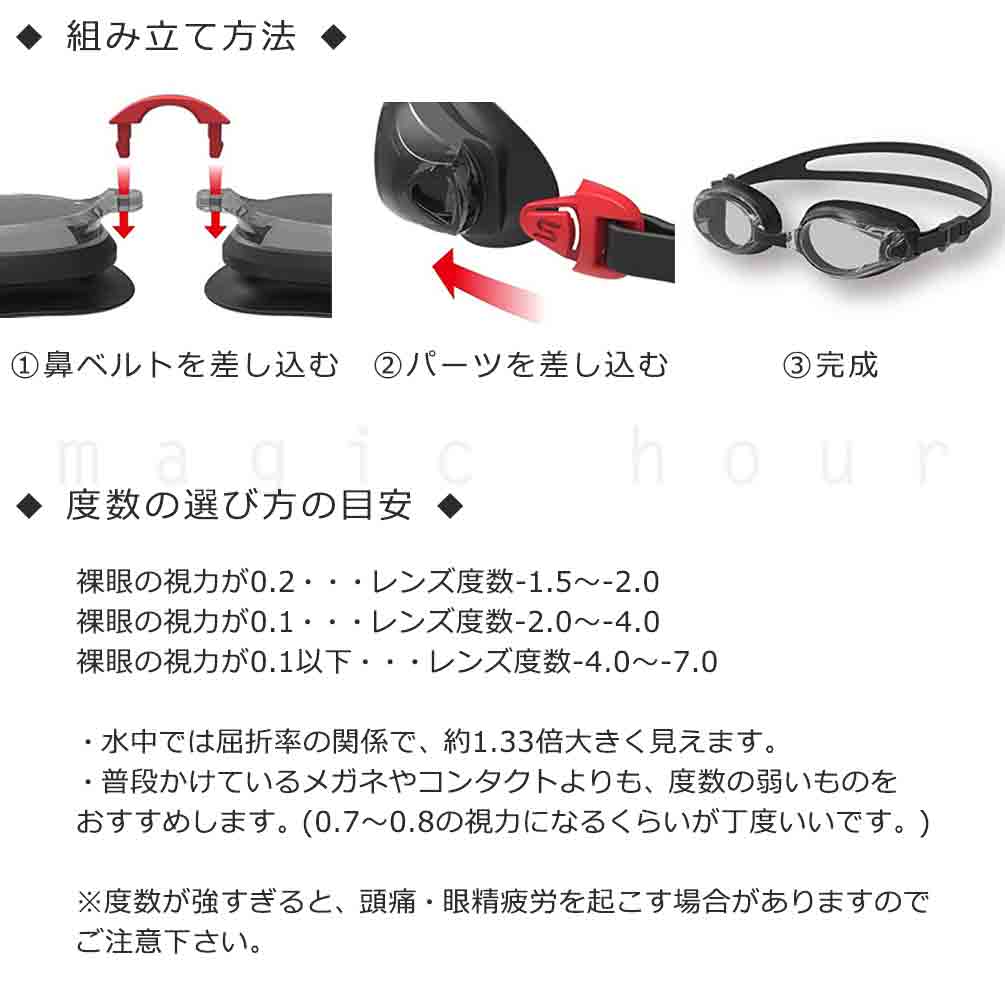 スイミング ゴーグル 度付き スイムゴーグル 専用パーツ セット くもり止め 水泳 大人 メンズ レディース 競泳 プール SWANS スワンズ フィットネス ブラック 黒 SW-FCL-45PAF-SMST-250-BK SWANS(スワンズ) 3