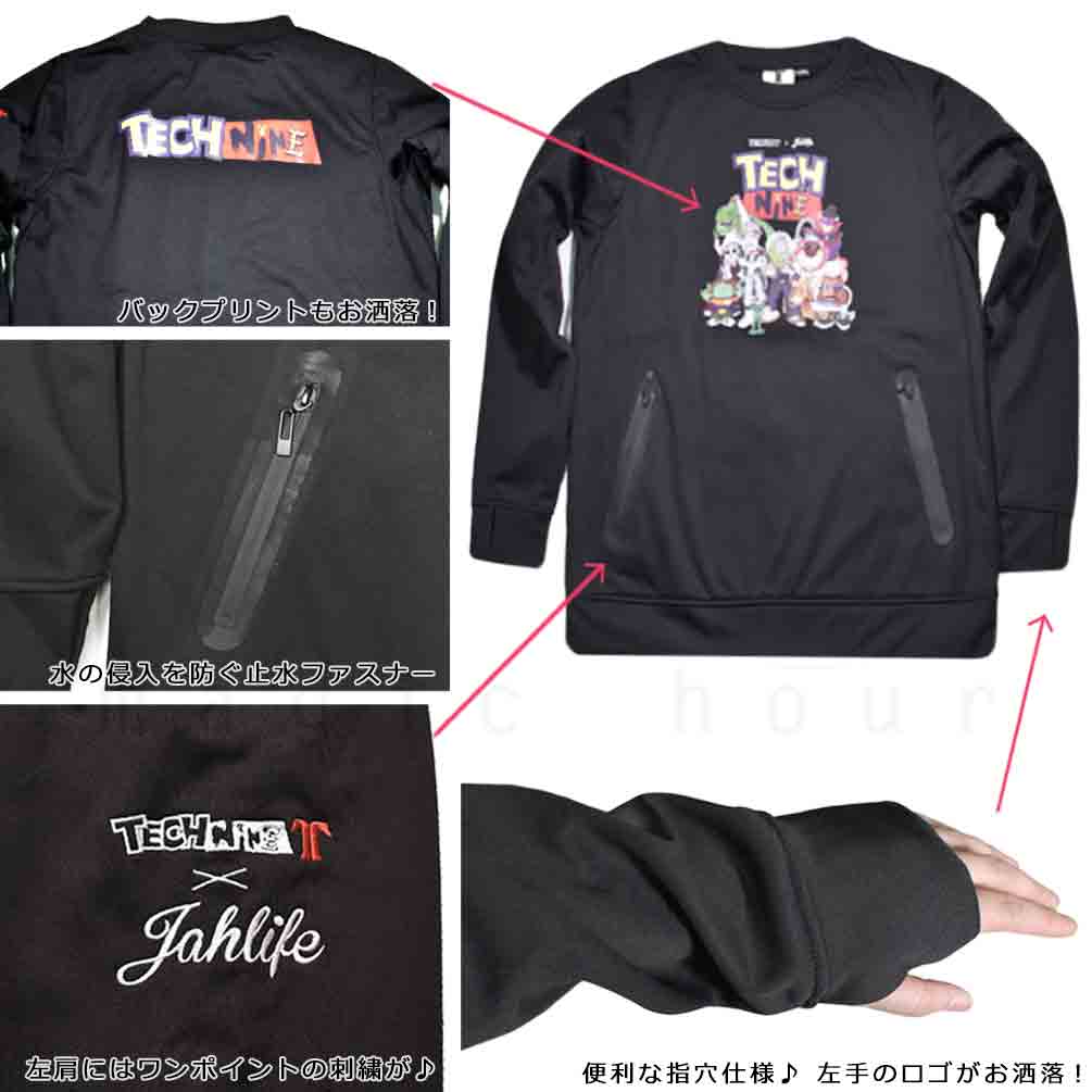 スノーボード パーカー スノボー 撥水 ウェア ジャケット メンズ レディース フード無し トレーナー TECH NINE テックナイン 防風 防水 保温 裏フリース 白 黒 T9-HOODY-T9JP-1000-BLK-L TECHNINE(テックナイン) 1