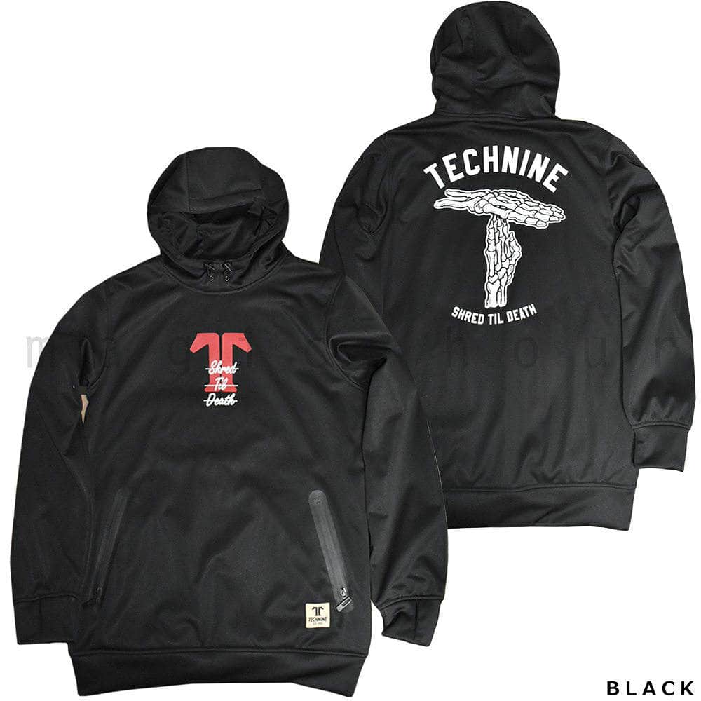スノーボード パーカー スノボー 撥水 ウェア ジャケット メンズ レディース フード付き プルオーバー TECH NINE テックナイン T9JP-300 防風 保温 裏フリース T9-HOODY-T9JP-300-BLK-L TECHNINE(テックナイン) 5