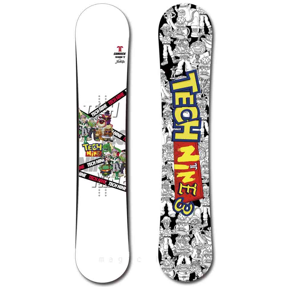 スノーボード 板 メンズ レディース 2点 セット 2023 TECH NINE テックナイン CAM ROCK JP グラトリ ハイブリッド キャンバー ボード かわいい ホワイト お洒落 T9-SB-23CAMWHT-ST2-136 TECHNINE(テックナイン) 1