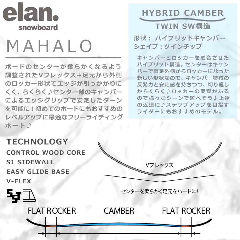 スノーボード 板 レディース 単品 ハイブリッド キャンバー ボード ELAN エラン MAHALO 2024 グラトリ 初心者 お洒落 ブランド かわいい 赤 木目 マット ワイン TR-ELSB-24MAHLO-WN-138 elan(エラン) 1