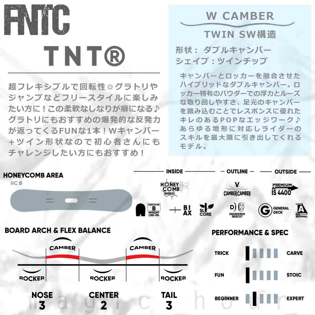 スノーボード 板 メンズ 単品 FNTC エフエヌティーシー TNT R グラトリ 2025 スノボ 初心者 ダブル キャンバー ボード Wキャンバー お洒落 ブランド ベージュ TR-FNTSB-25TNTR-BG-143 FNTC 1