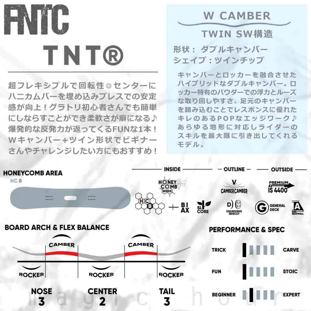 スノーボード 板 メンズ 2点 セット ダブキャン FNTC TNT R グラトリ ダブルキャンバー ボード ビンディング 2026 スノボー  初心者 お洒落 ブランド グレー TR-FTSB-26TRGR-ST2-147 FNTC(エフエヌティーシー) 3