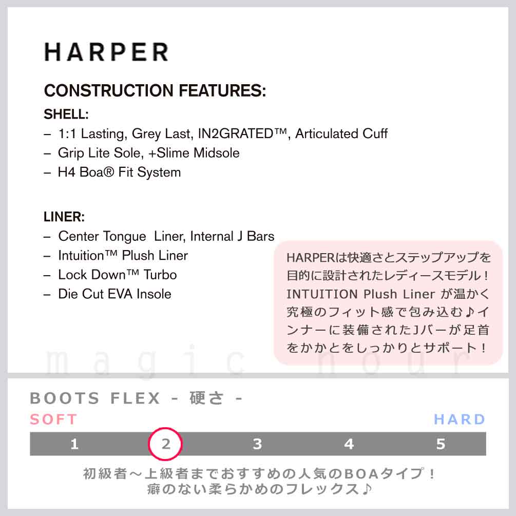 スノーボード ブーツ BOA レディース メンズ RIDE ライド HARPER ダイヤル ダイアル式 21-22 2022モデル ソフトフレックス 大きいサイズ 22cm - 28cm 黒 お洒落 TR-RDBOT-22HARPER-BLK-22 RIDE(ライド) 1