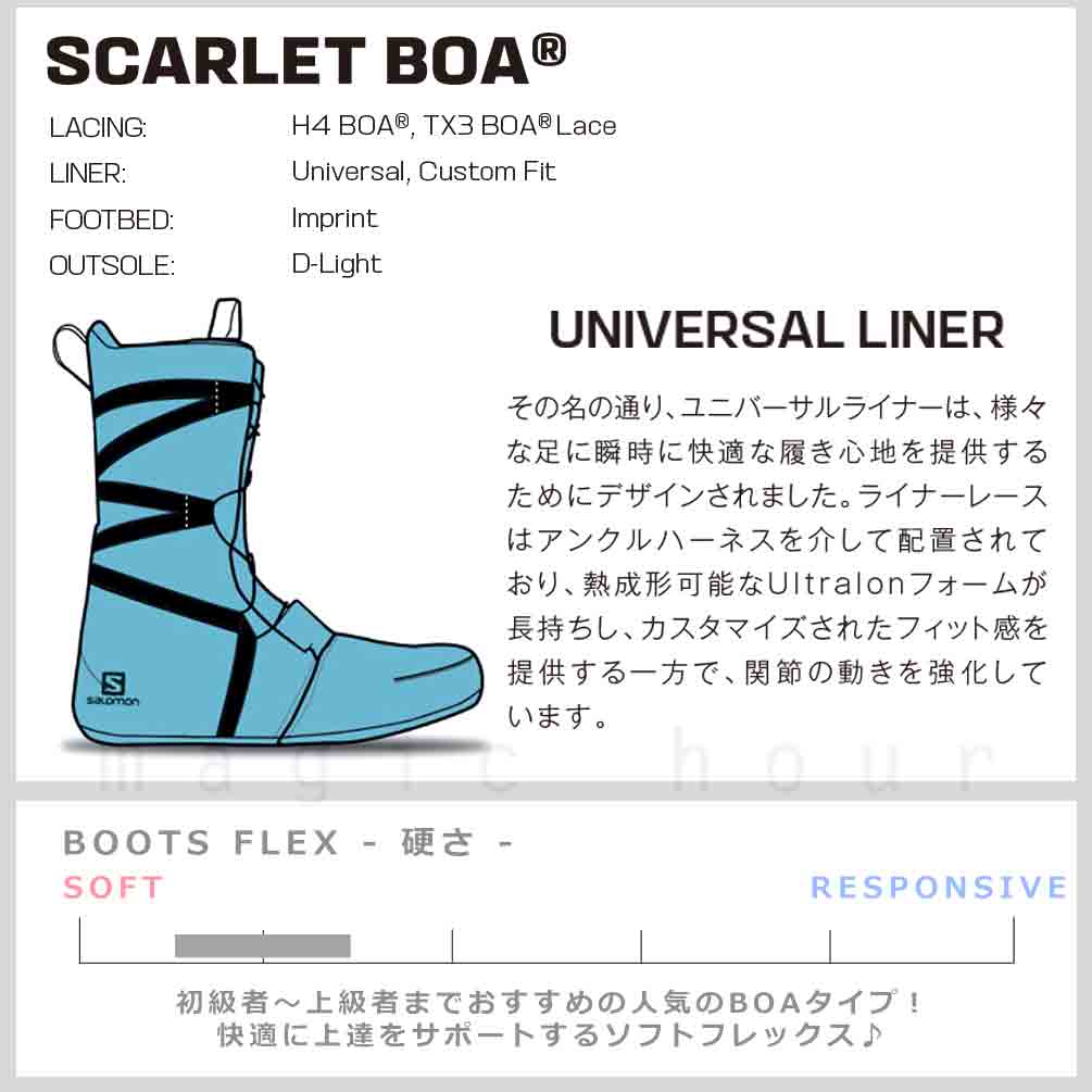 スノーボード ブーツ レディース SALOMON サロモン SCARLET BOA ダイヤル ダイアル式 23-24 ソフトフレックス 大きいサイズ 22cm - 26cm カーキ 緑 お洒落 TR-SLMBOT-24SCALTB-AGREEN-22 SALOMON(サロモン) 1