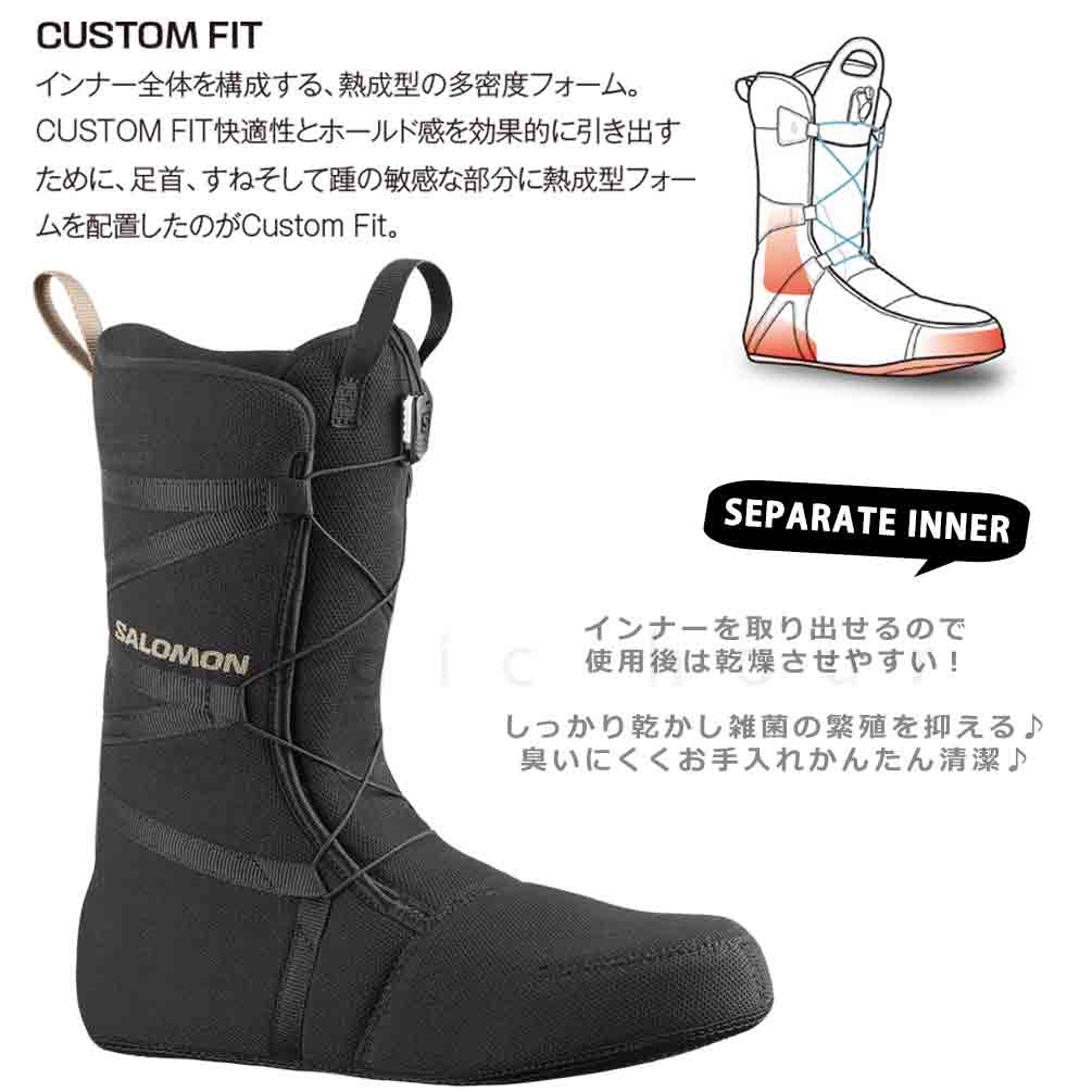 スノーボード ブーツ メンズ SALOMON サロモン TAITAN BOA ダイヤル ダイアル式 23-24 ソフトフレックス 大きいサイズ 25cm - 29.5cm 黒 ブラック お洒落 男性 TR-SLMBOT-24TITANB-BLACK-25 SALOMON(サロモン) 3