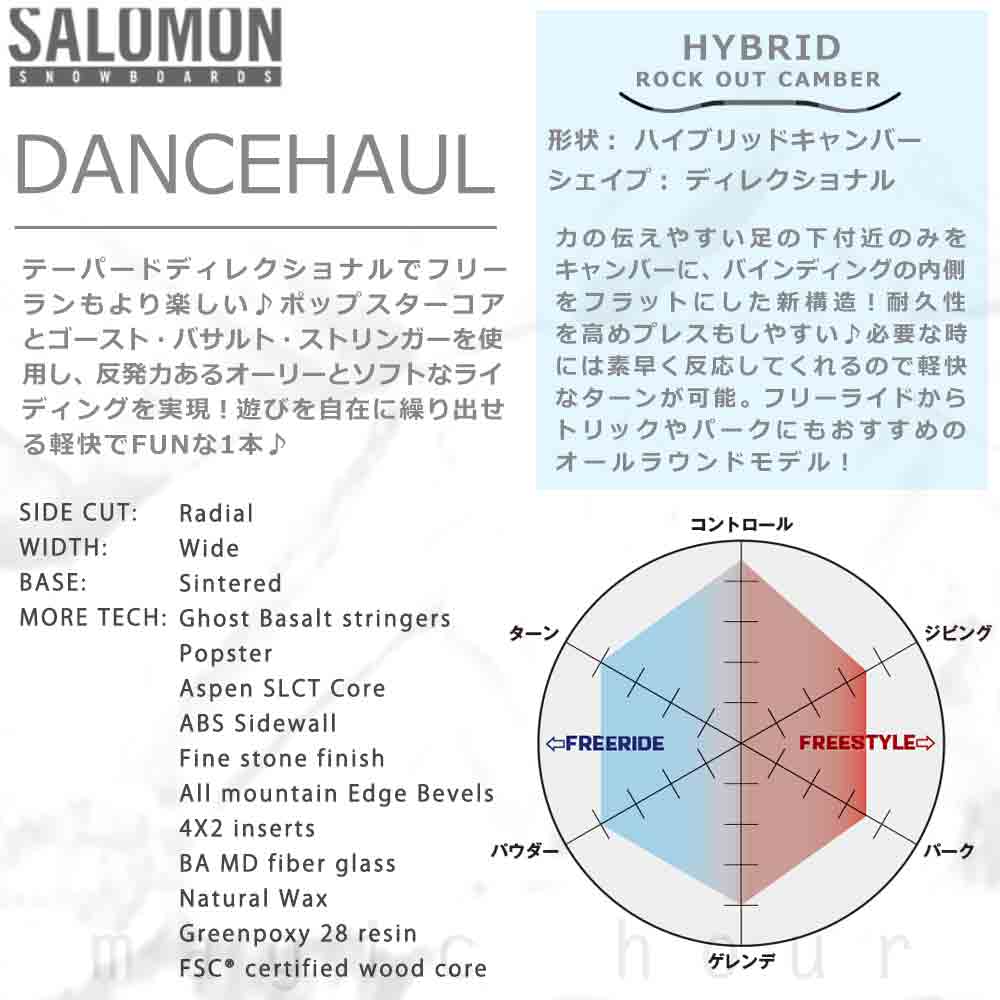 スノーボード 板 メンズ 単品 2024 SALOMON サロモン DANCEHAUL オールラウンド ハイブリッド キャンバー ボード グラトリ パーク Wロッカー 白 ホワイト お洒落 TR-SLMSB-24DANCEHL-147 SALOMON(サロモン) 1