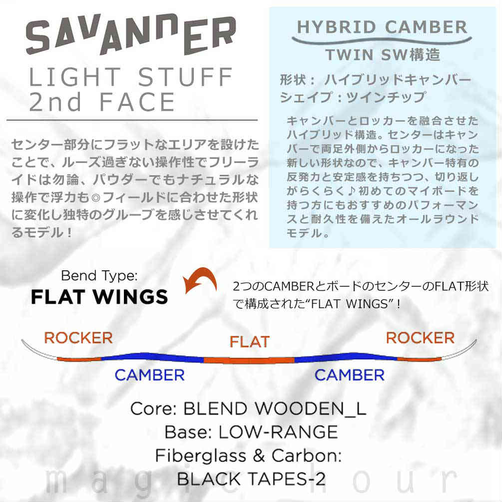 スノーボード 板 メンズ 2点 セット SAVANDER サバンダー LIGHT STUFF 2nd FACE 2021 スノボー 初心者 ハイブリッド キャンバー ボード お洒落 ブランド ブルー TR-SVSB-21LTS2-ST2-149 SAVANDER(サバンダー) 3