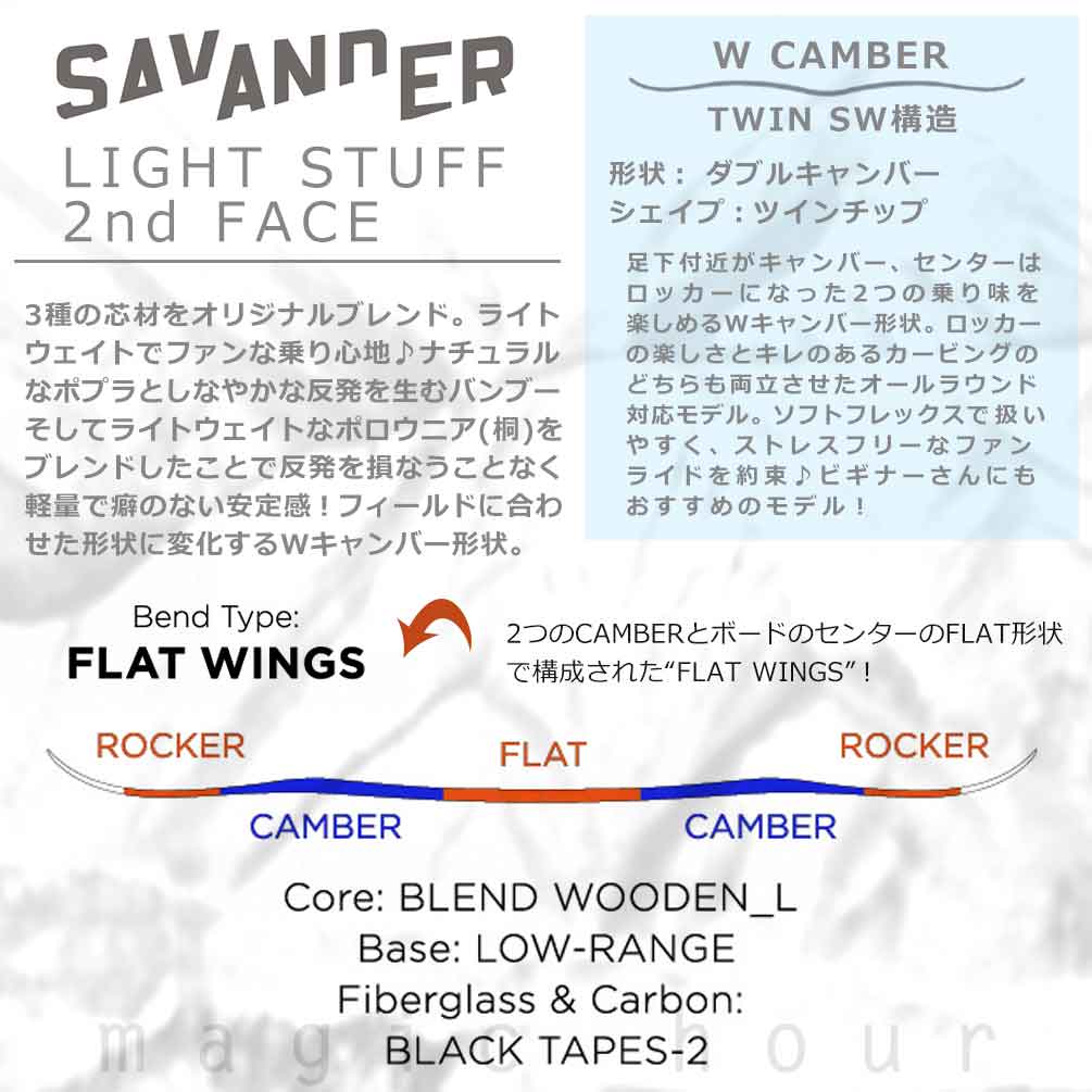 スノーボード 板 メンズ 単品 SAVANDER サバンダー LIGHT STUFF 2nd FACE 2022モデル スノボー 初心者 ダブル キャンバー ボード お洒落 ブランド 茶 ブラック TR-SVSB-22LTSTF2-149 SAVANDER(サバンダー) 1