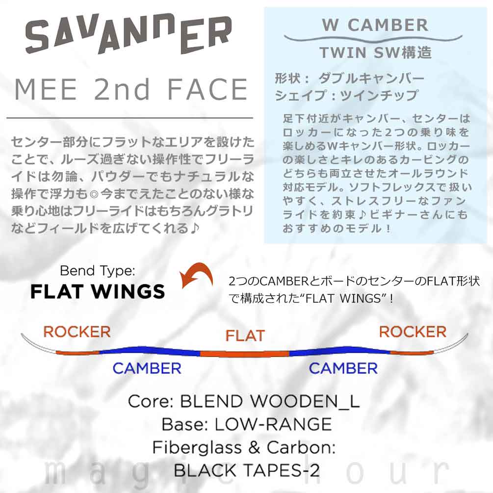 スノーボード 板 レディース 単品 SAVANDER サバンダー MEE 2nd FACE 2022モデル スノボー 初心者 ダブル キャンバー ボード お洒落 ブランド ブルー グリーン TR-SVSB-22MEE2ND-139 SAVANDER(サバンダー) 1
