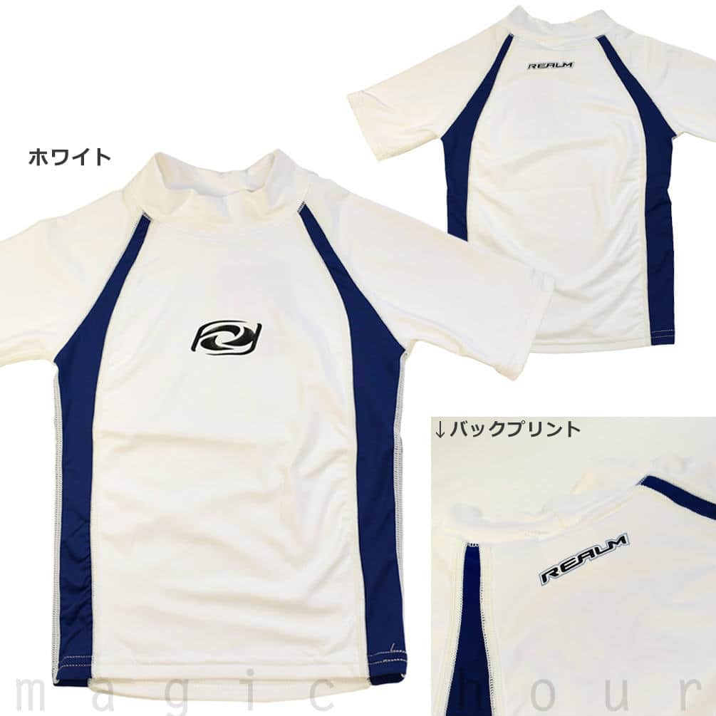 ラッシュガード キッズ 男の子 半袖 子供 水着 REALM UVカット フードなし ラッシュ 海水浴 プール 水泳 子ども ボーイズ ジュニア 青 ブルー 110cm 120cm 130cm U-RAM-KIDS-RASH-SS-BLU-110  3