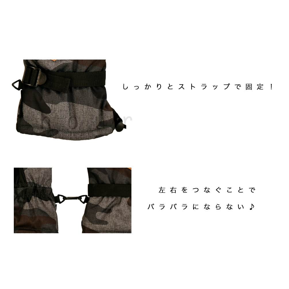 スキー スノーボード グローブ メンズ スノボ 防水 スノーグローブ 防水インナー内蔵 手袋 オールラウンド ロゴ 黒 ブラック 紺 ネイビー 迷彩柄 ベージュ YK-11-ARMY BLACK-L  3